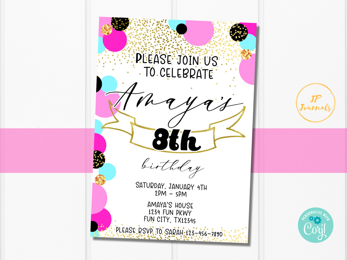 pink-gold-teal-black-printable-girl-birthday-party-invitation-template