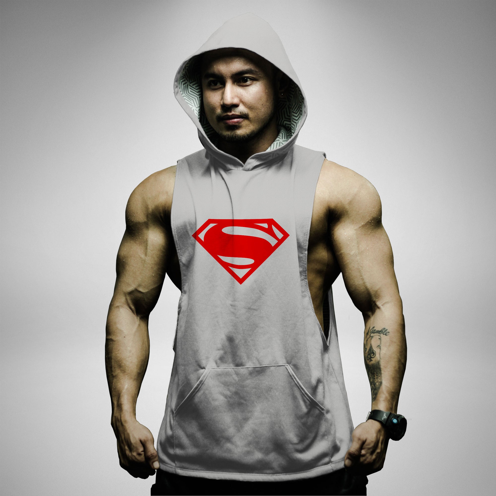 sleeveless superman hoodie