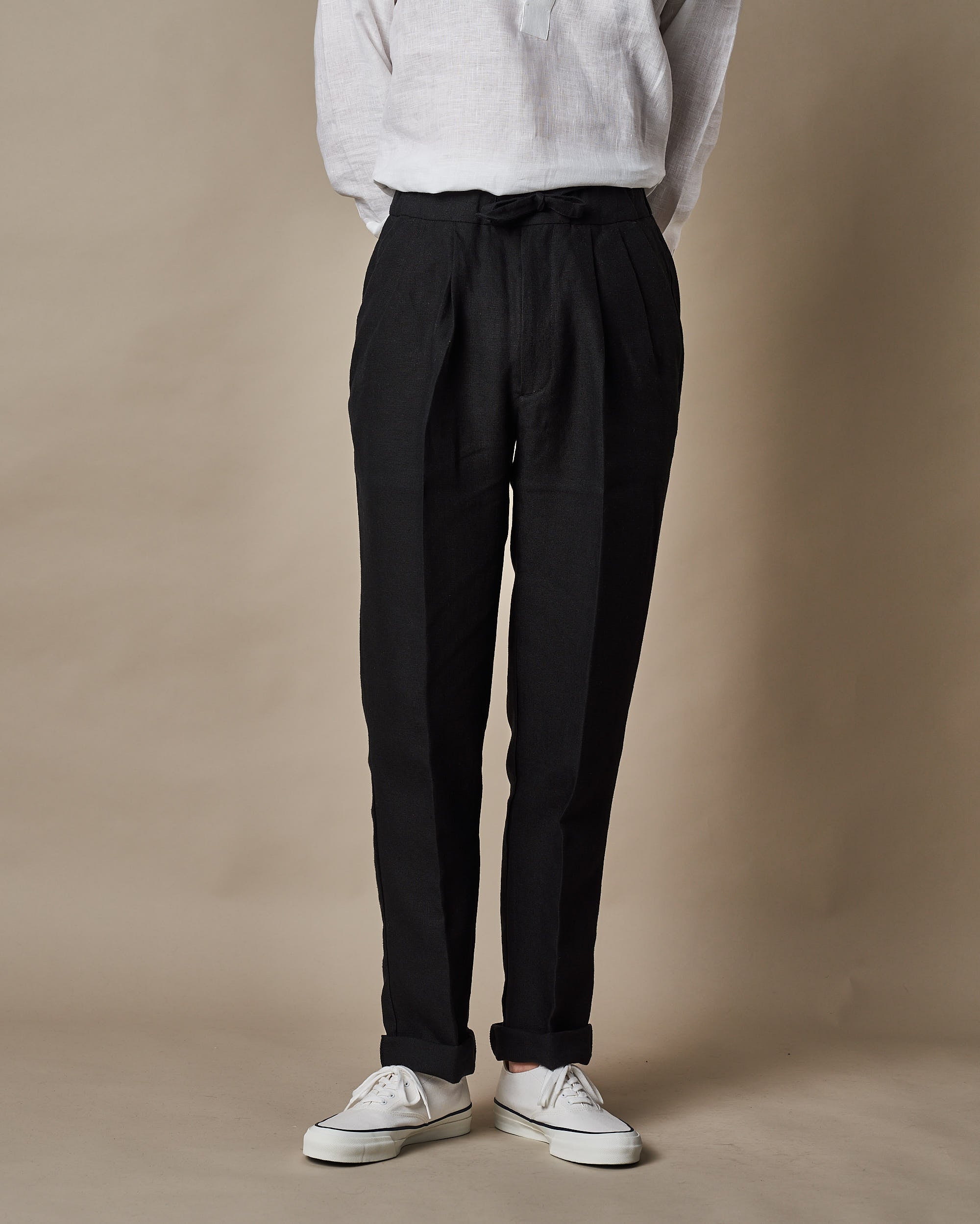 T005 Linen Drawstring Trouser - Black – Informale