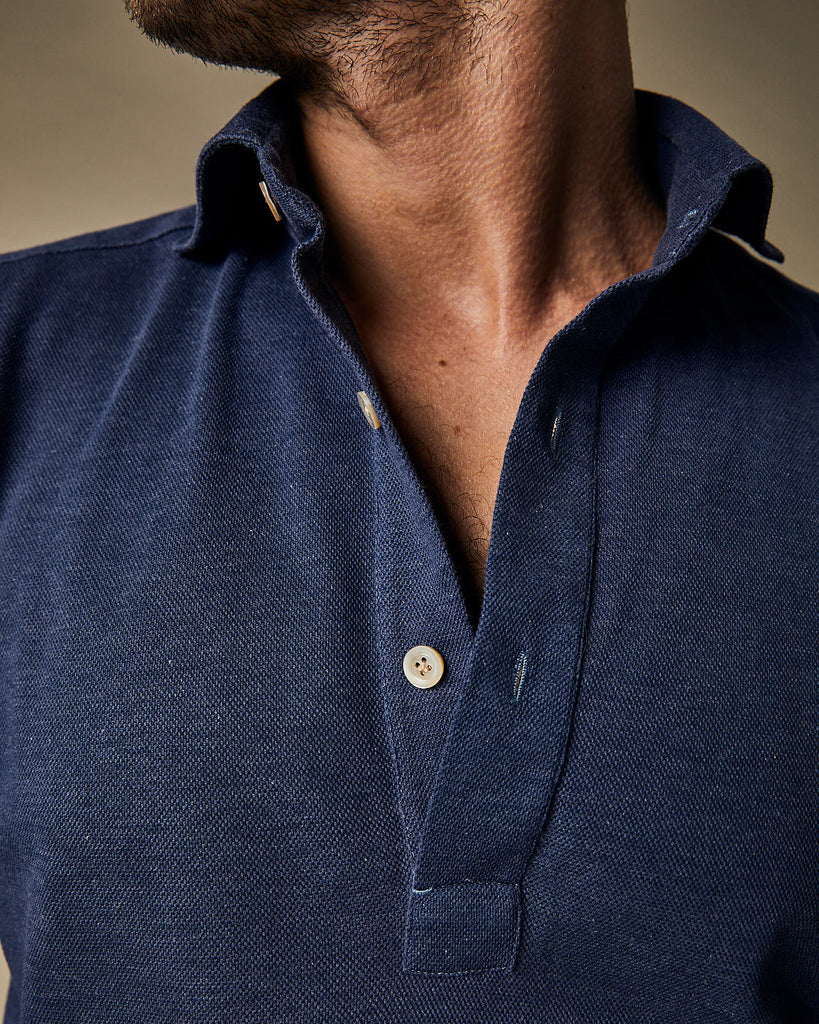 P014 Long Sleeve Polo - Denim Blue – Informale