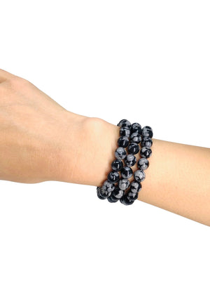 Snowflake Obsidian Crystal Bracelet - Witch Vamp