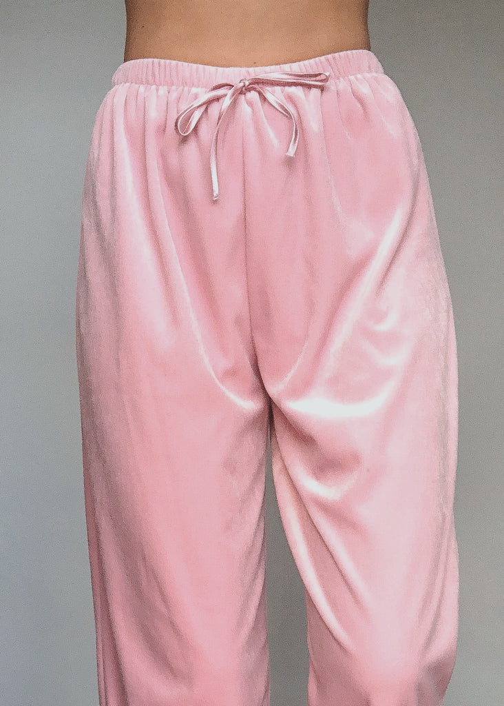 pink velour sweatpants