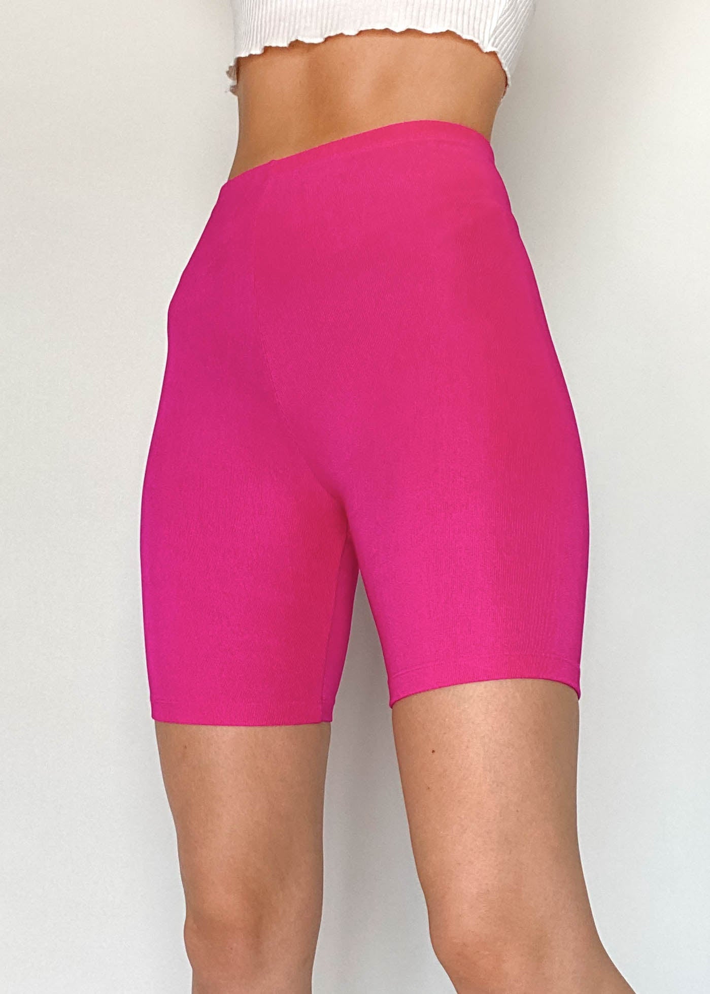 neon pink bike shorts