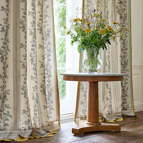 Hester/Grey/Printed Linen Curtains/Linwood