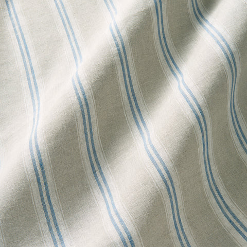 Powder Blue/White 100% Linen Vertical Pinstripe Weave Shirting 60W