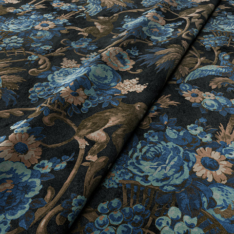 Double Dragon – Green, Velvet upholstery fabric