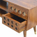 4 Drawer Chestnut Nordic Style Media Unit with Brass Hole Inlay and 2 Open Slots - Simply Utopia