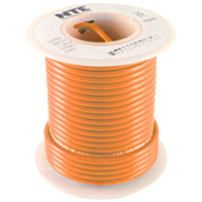 NTE Electronics WH18-04-25 Hook-Up Wire, 300V, Stranded Cond, 18 AWG,  Yellow, 25' Spool, WH Series