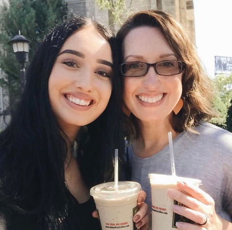 Molly + Sierra with our favorite fall coffee from Heine Bros