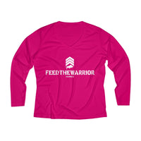 Thumbnail for Women's Long Sleeve Performance V-neck Tee- Feed The Warrior