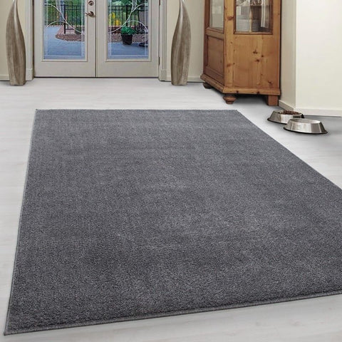 Grey Rug Modern Plain Bedroom Floor Carpet Small Extra Large