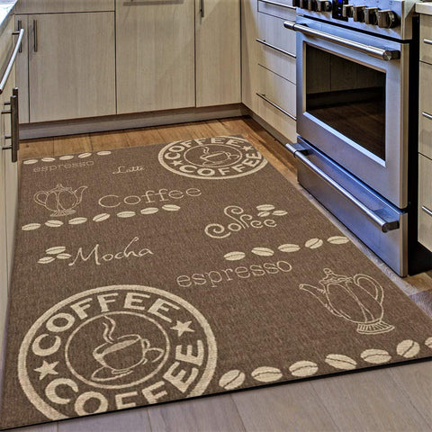 Kitchen Rug Coffee Design Brown And Beige Hard Wearing Flat Woven Floo   71CrShCjWaL. SL1100 Large 