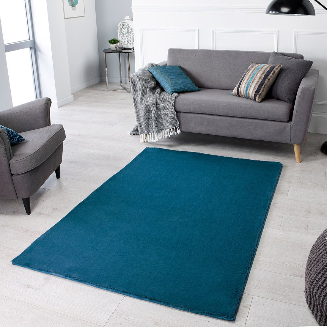 Teal Rug Super Soft Blue Plain Living Room Bedroom Carpet Short Pile A ...