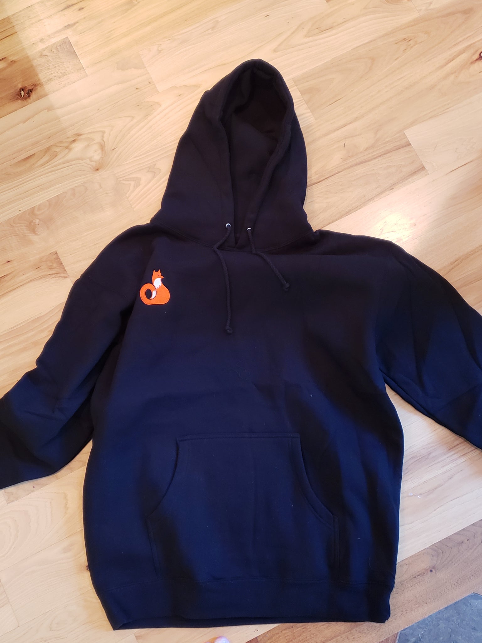 fox hoodie black orange