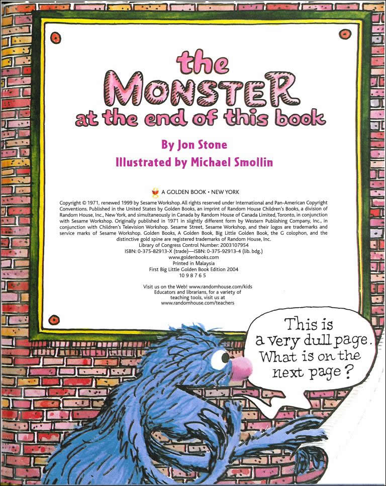 The Monster at the End of this Book by Jon Stone