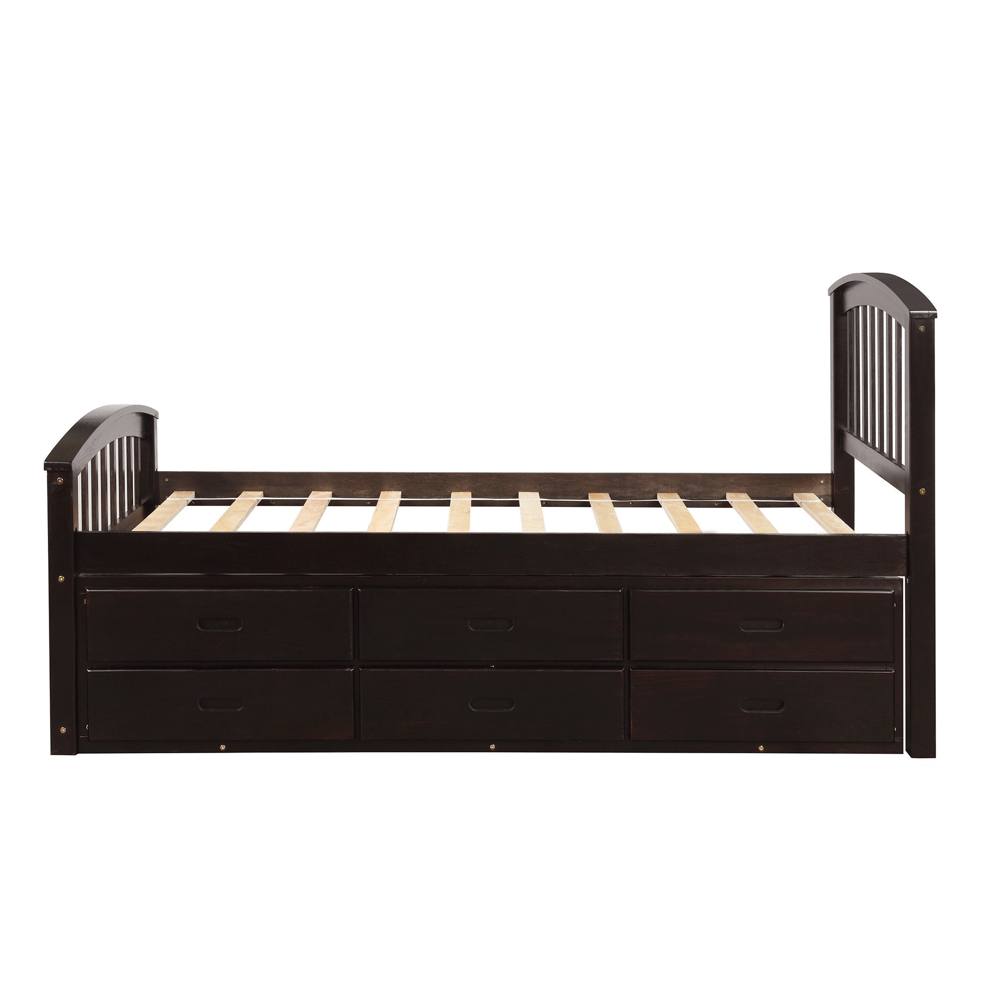 Twin Espresso Wood Platform Storage Bed with Six Drawers – HOMEDAYBED