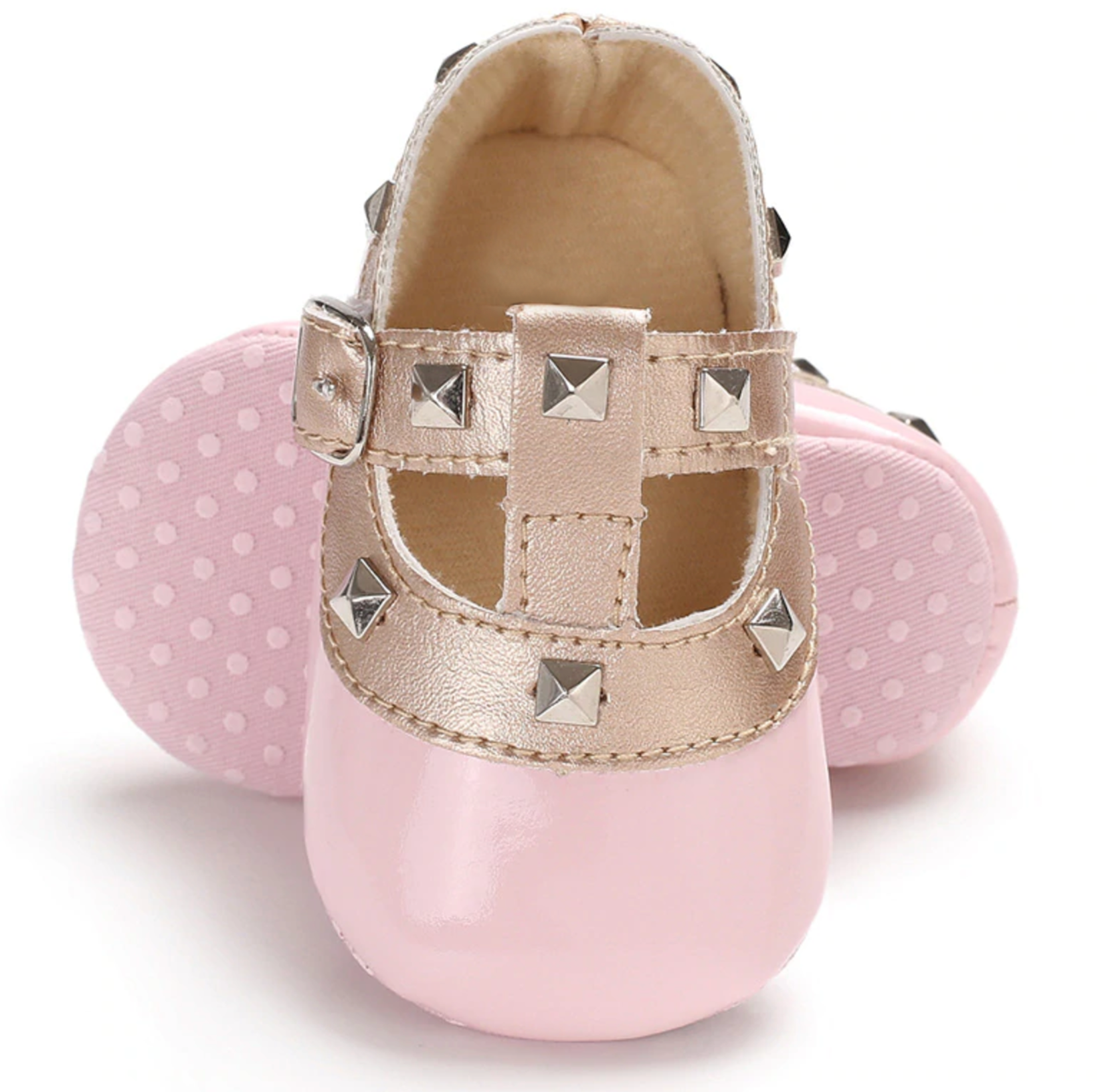 Valen-Tiny Pink Baby Shoes Inspired by RockStub Valentino Shoes – Baby Feet