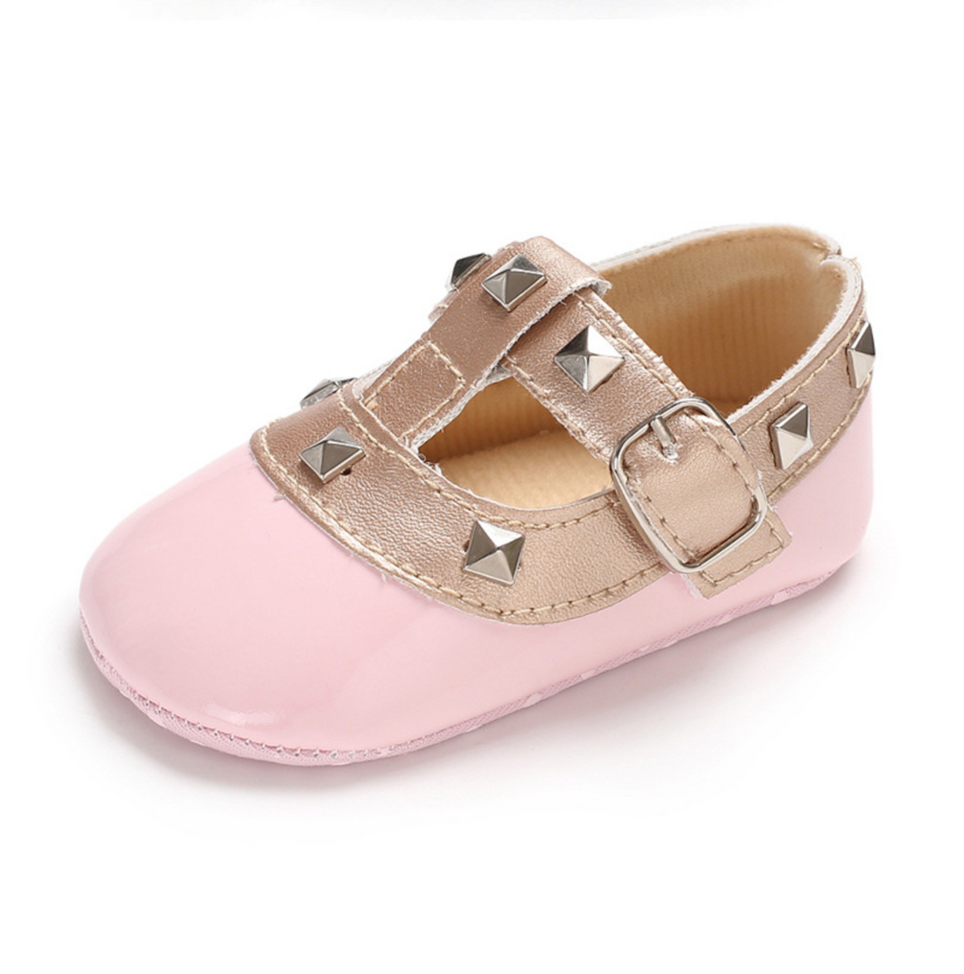 Valen-Tiny Pink Baby Shoes Inspired by RockStub Valentino Shoes – Baby Feet