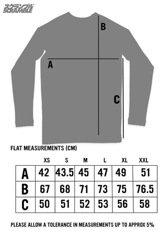 Rashguard sizing chart