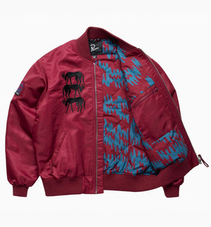 STACKED PETS VARSITY JACKET - DEEP RED I PARRA – Momentum Clothing