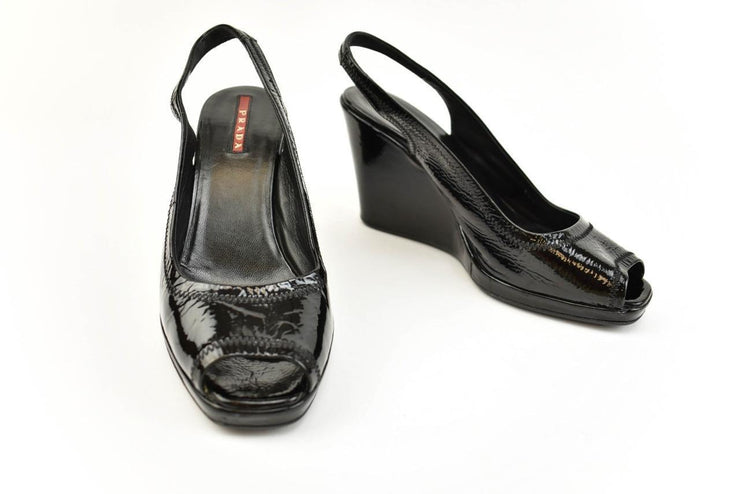 prada patent leather wedge sandals