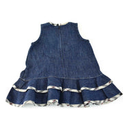 BURBERRY Baby: Blue, Denim & Beige "Nova Check" Sleeveless Dress Sz: 6 Months