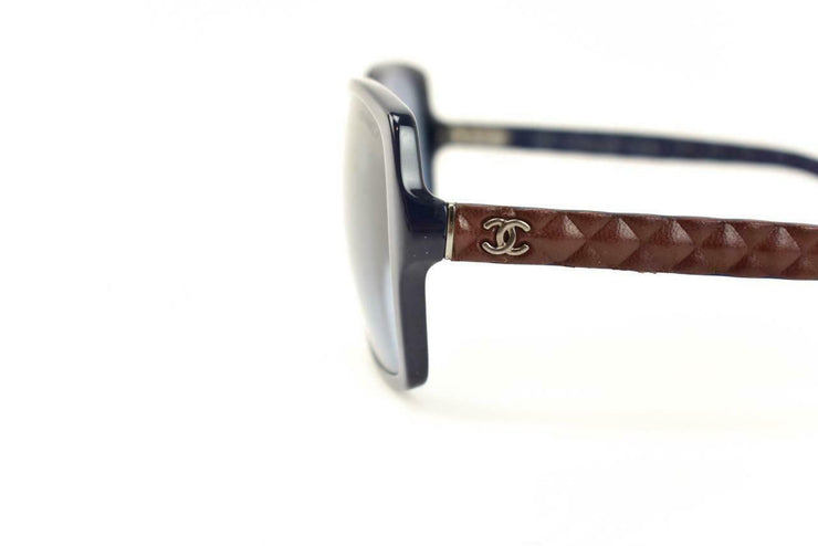 Chanel Navy Blue Burgundy Quilted Leather Cc Logo Sunglasses Dy The Realhousewives Closet