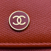 CHANEL: Orange, Leather & Gold "CC" Logo Wallet