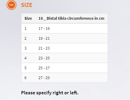 Tendon Support Size Chart