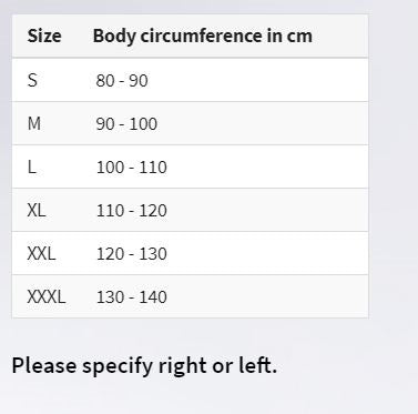 Hip Support Size Chart