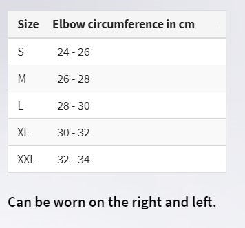 Elbow Bandage Size chart for Canada Ontario