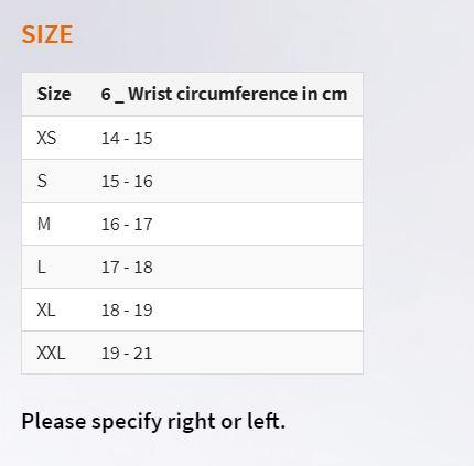 Wrist Supporter Size Chart