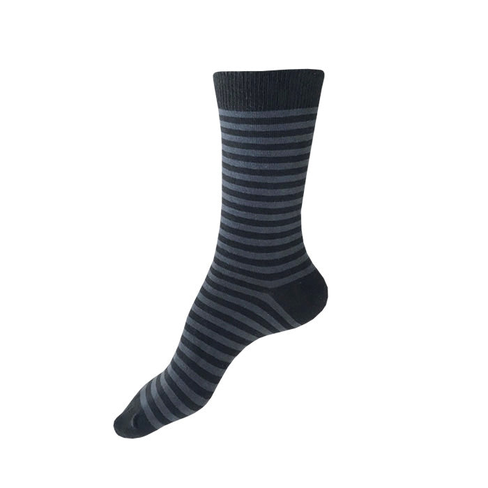 MADE IN USA – Women's Striped Socks (S/M) – Black + Grey