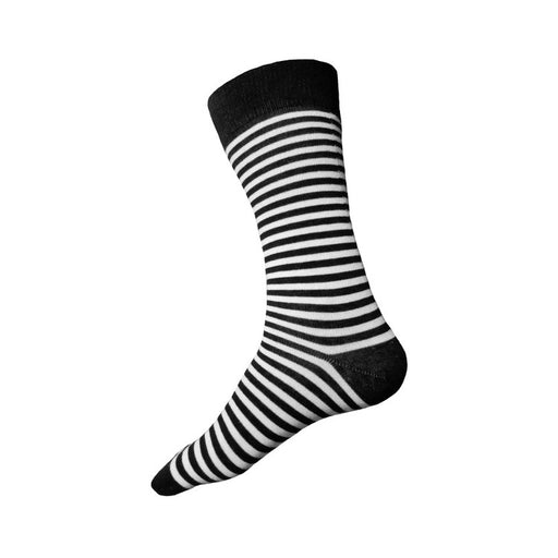 Hook - Crew Sock : Pale Grey and Black striped White – Mesbobettes