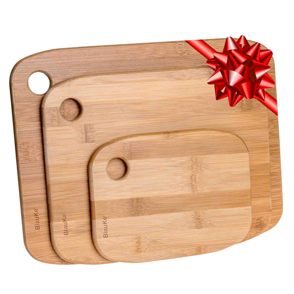  Wood Cutting Boards Set of 3 for Kitchen, Thick Chopping Board,  Large Wooden Cutting Board Set with Deep Juice Groove and Handles, Wooden  trays for meat, fruit and cheese (17x12, 12x10