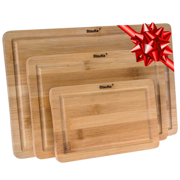 A&S KITCHEN Bamboo Wooden Chopping Board with Set Of Three Free