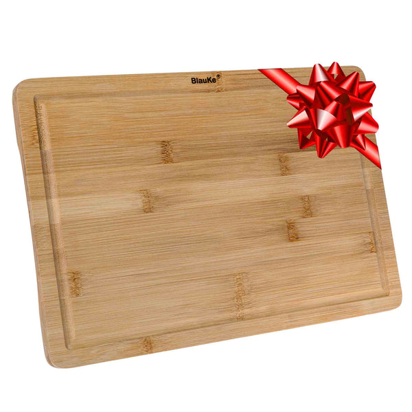 Extra Large Organic Bamboo Cutting Board with Non-Slip Grip and Juice  Grooves; Wood Cutting Board for Kitchen, Serving Tray for Meat, Cheese, and