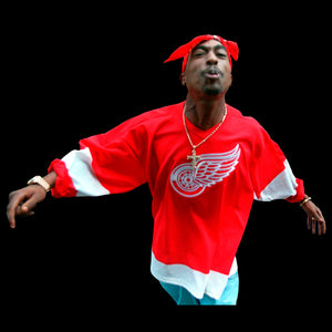 tupac in red wings jersey