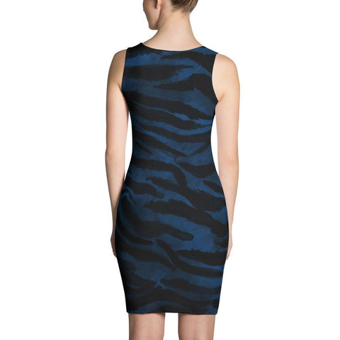 NAVY BLUE TIGER STRIPED DRESS FOR WOMEN