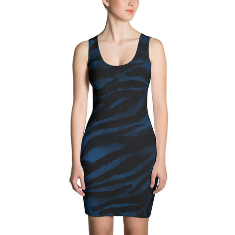 NAVY BLUE TIGER STRIPED DRESS FOR WOMEN