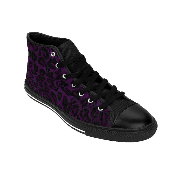 Purple Leopard Women's Sneakers, Animal Print Designer High-top Fashion ...