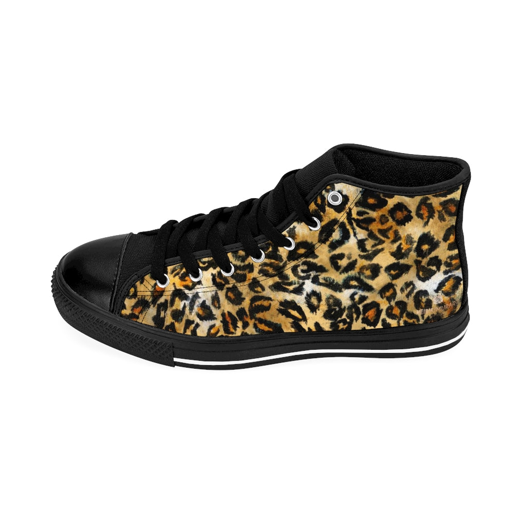 Leopard Print Men's High-top Sneakers, Animal Print Men's Designer ...