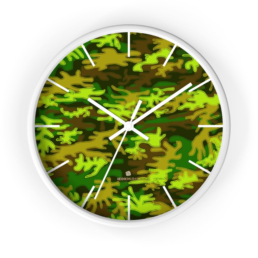 Bright Green Camo Wall Clock