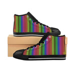 Doi Rainbow Stripe Gay Pride Men's Nylon Canvas High-top Sneakers Shoes (US Size: 6-14)