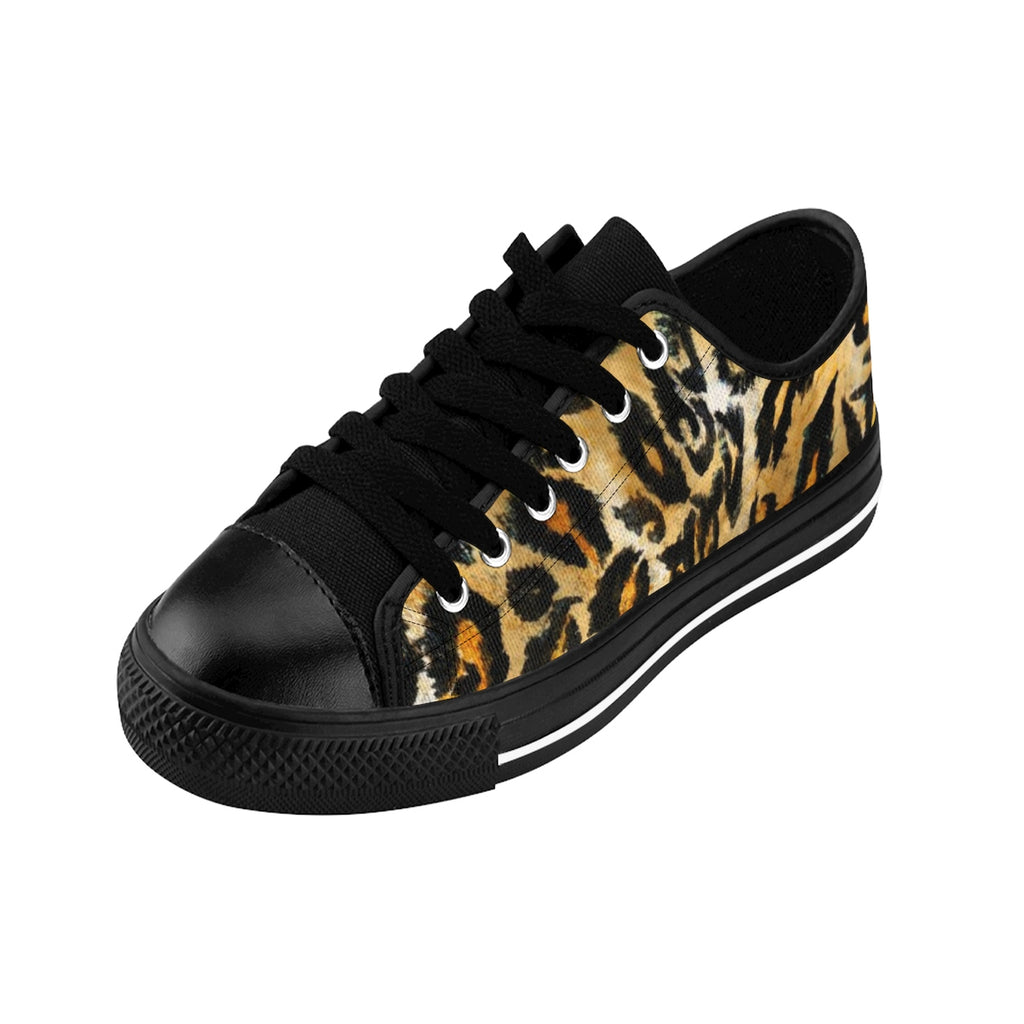 Leopard Print Men's Sneakers, Animal Print Running Fashion Canvas Low ...