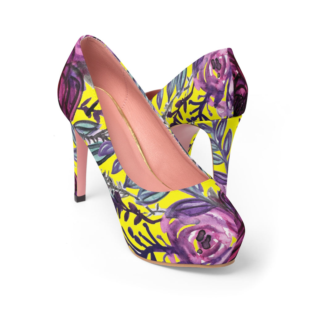 purple and yellow heels