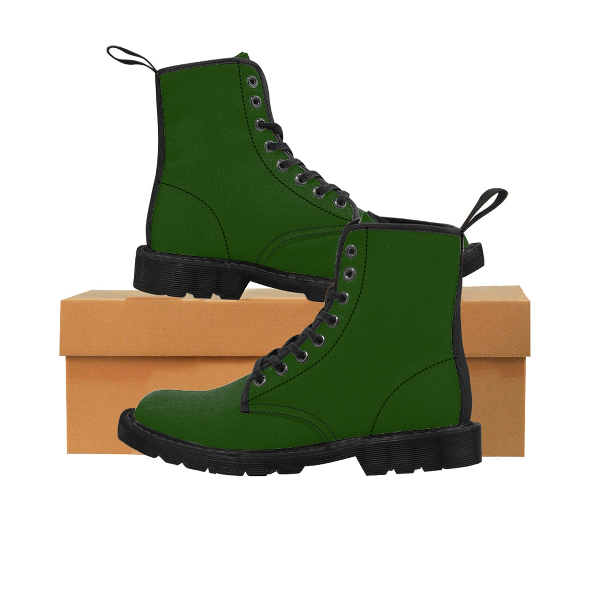 Emerald Green Womens Boots Classic Solid Color Winter Lace Up Toe Cap Hiking Boots 0575