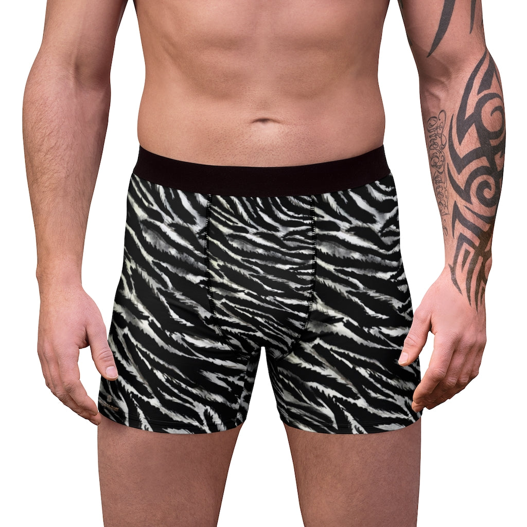 Zebra Stripes Men's Boxer Briefs, Animal Print Premium Quality Best ...