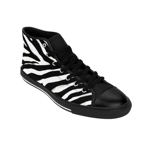 Cool Zebra Women's Sneakers, Striped Animal Print Designer High-top ...