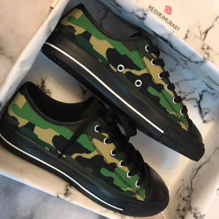teksten vinger Lotsbestemming Green Camo Men's Sneakers, Best Camouflage Military Army Running Low T –  Heidikimurart Limited